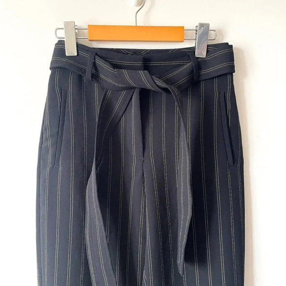 Aritzia Wilfred  Tie-Front Jallade Cropped High Waisted Pant Pinstripe Size 2 - Picture 5 of 8